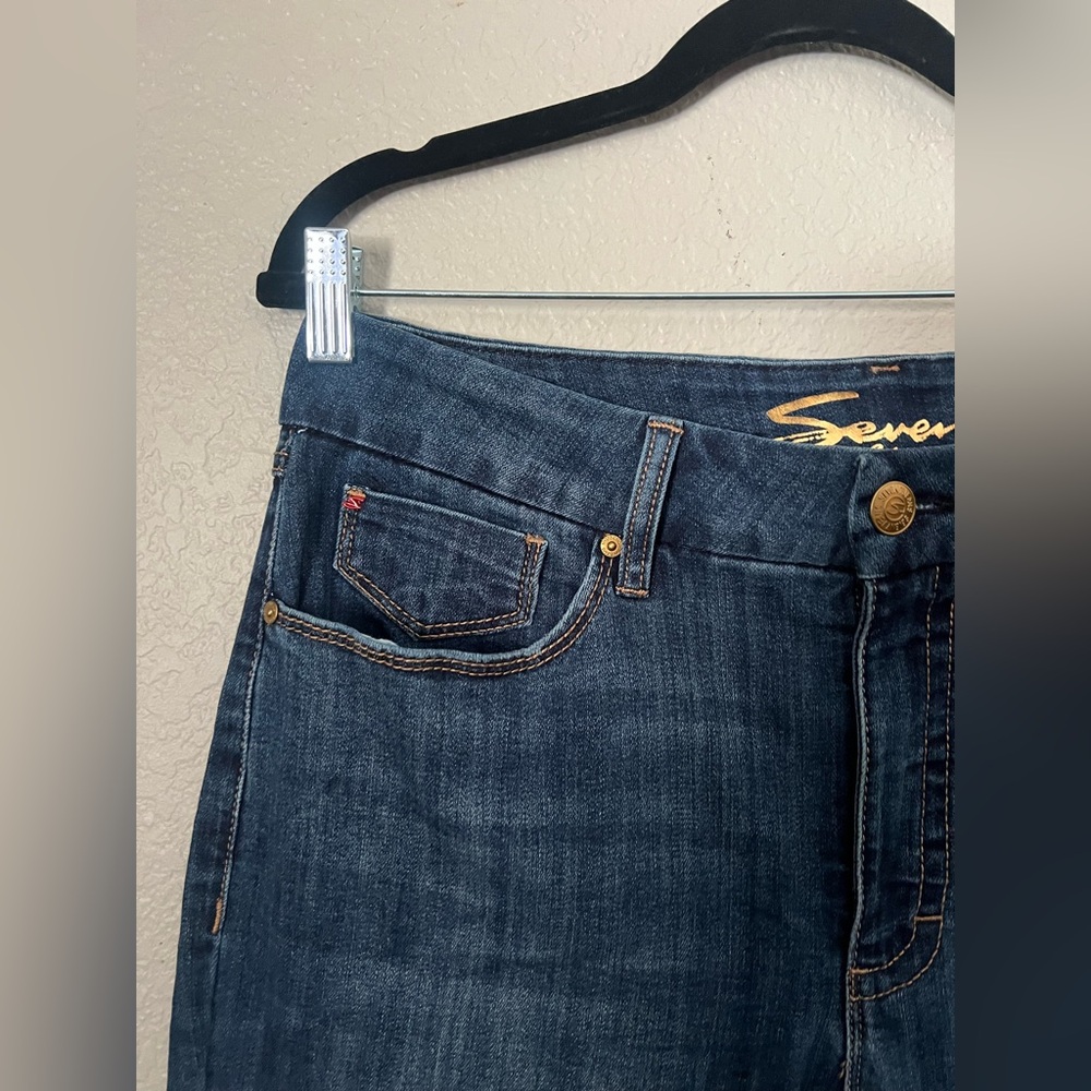 Seven7 Tummyless High Rise Skinny Jeans Size 14 Dark Wash - Picture 2 of 7